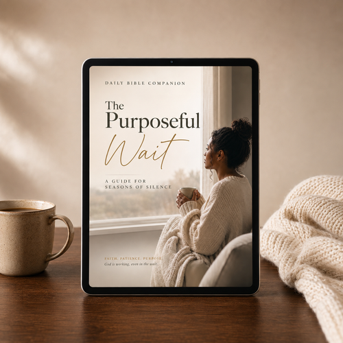 The Purposeful Wait Christian PDF guide displayed on a mobile phone mockup