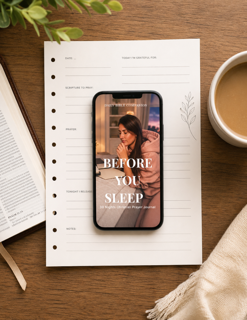 36-page printable prayer journal PDF shown on tablet